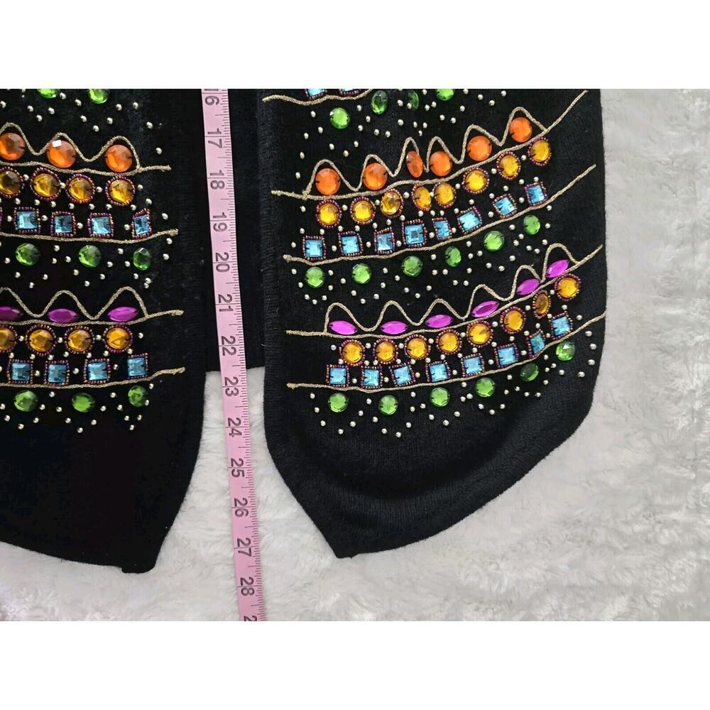 Carducci Lambswool Angora Blend Artsy Embellished Sequin Jewele Open Vest Small - Picture 7 of 7